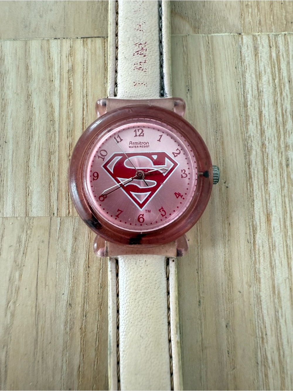 Armitron ladies pink DC comics Supergirl watch NEW BATTERY needs new strap